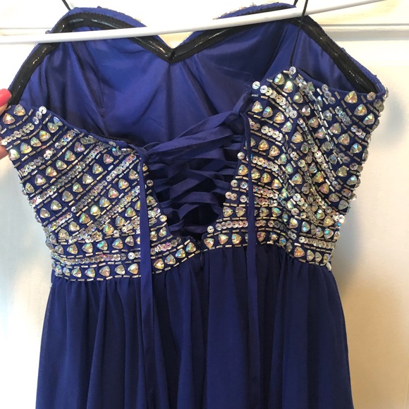 Narianna Strapless Blue Junior Homecoming Dress XS - Picture 2 of 4